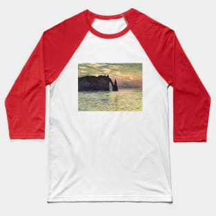 The Cliff, Etretat, Sunset by Claude Monet Baseball T-Shirt